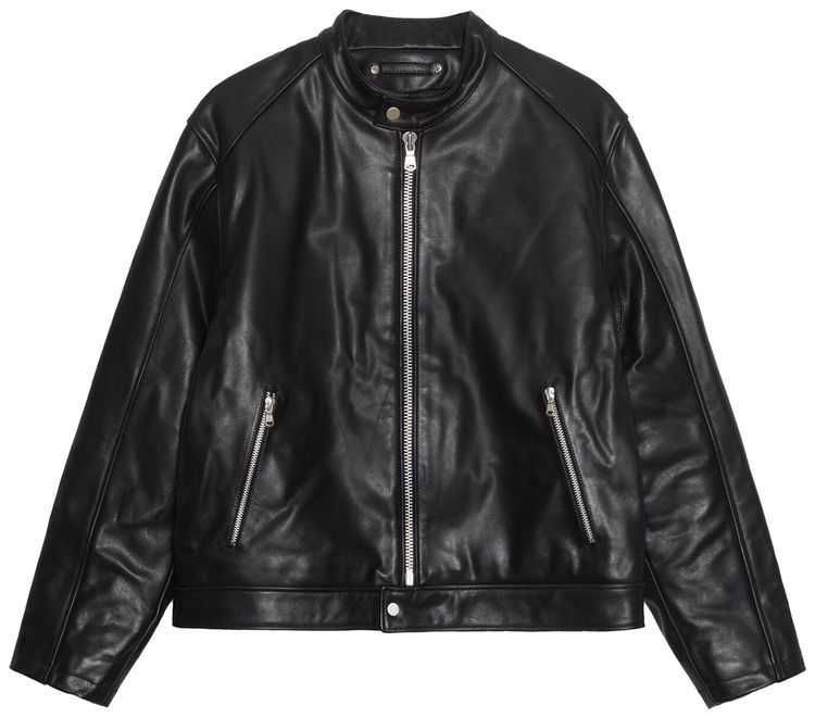 Stussy Cafe Racer Leather Jacket Black
