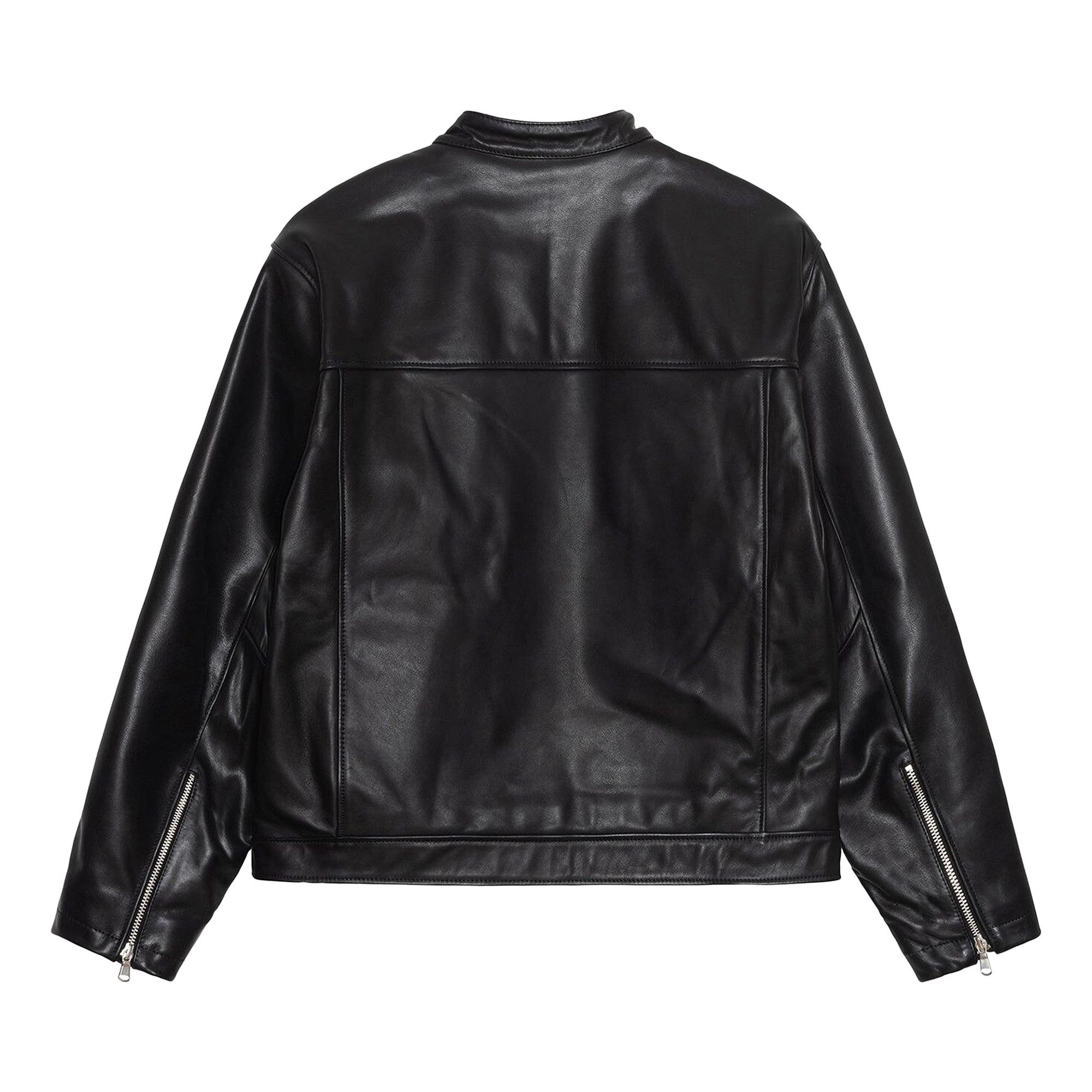 Buy Stussy Cafe Racer Leather Jacket 'Black' - 115771 BLAC