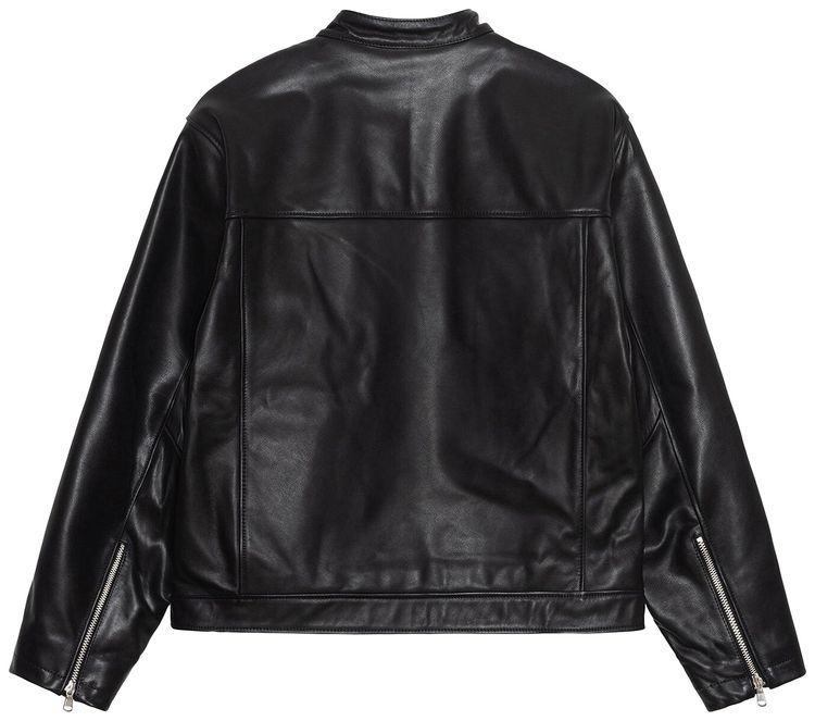 Stussy Cafe Racer Leather Jacket Black