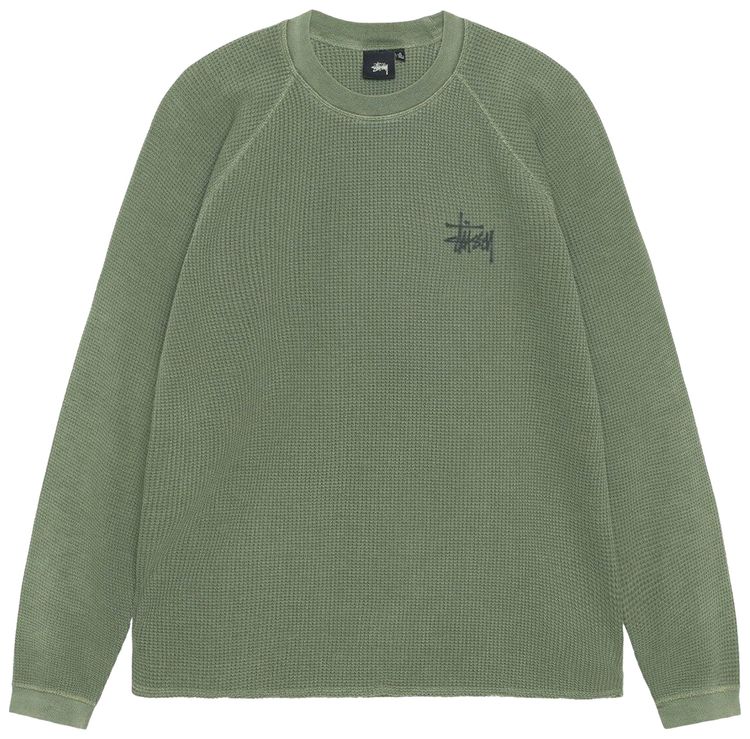 Stussy Raglan Thermal Long Sleeve Crew Pine