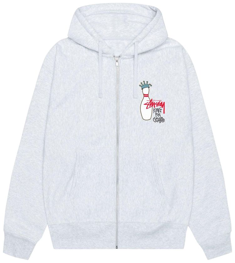 Stussy Kingpin Zip Hoodie Ash Heather