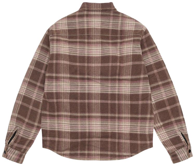 Stussy Heavy Washed Plaid Long Sleeve Shirt Brown