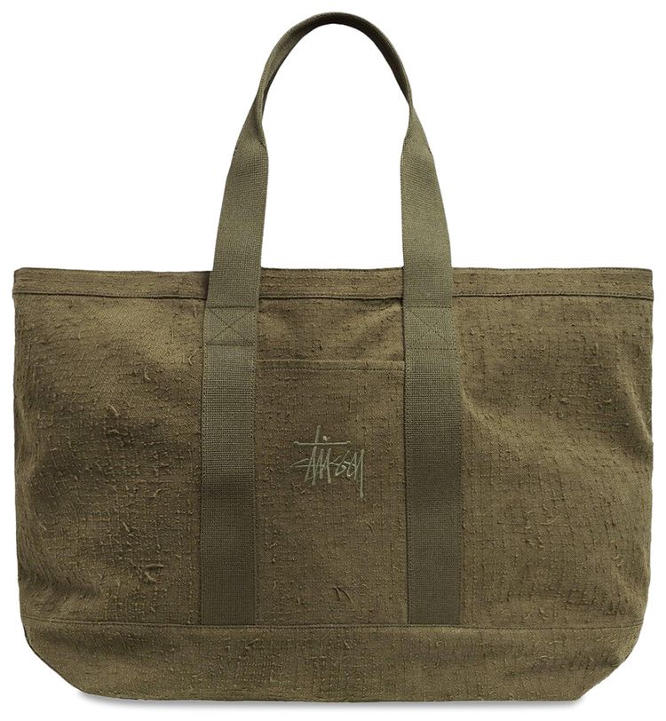 Stussy Needle Punch Tote Bag Olive