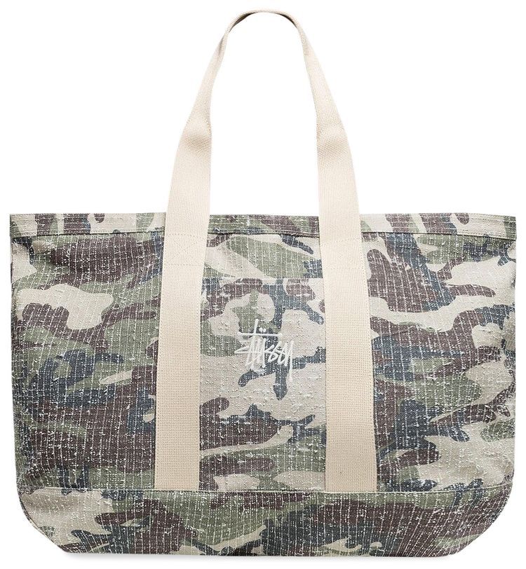 Stussy Needle Punch Tote Bag Camo