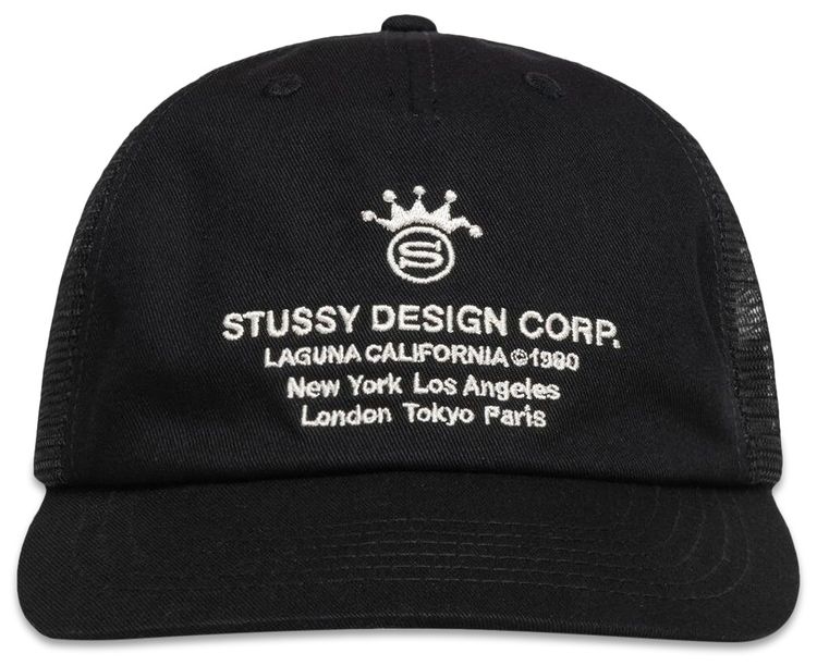 Stussy Low Profile Design Corp Trucker Snapback Black