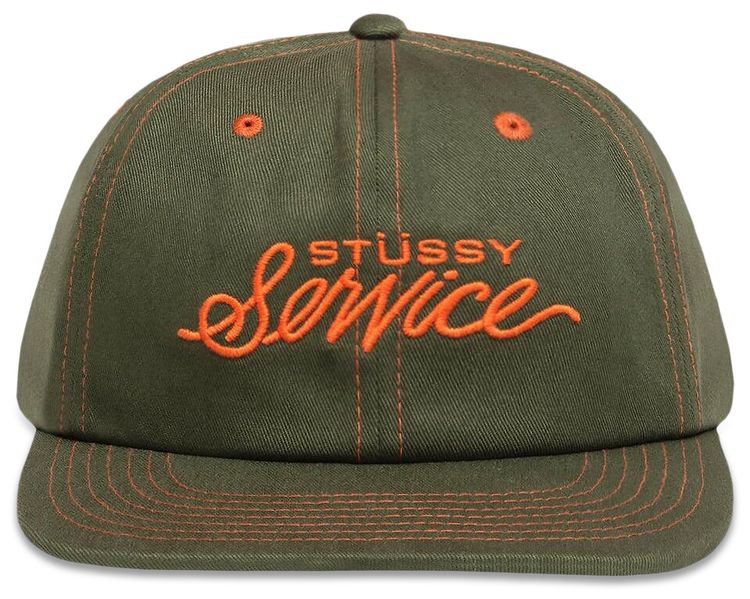 Stussy Mid Depth Service Strapback Deep Olive