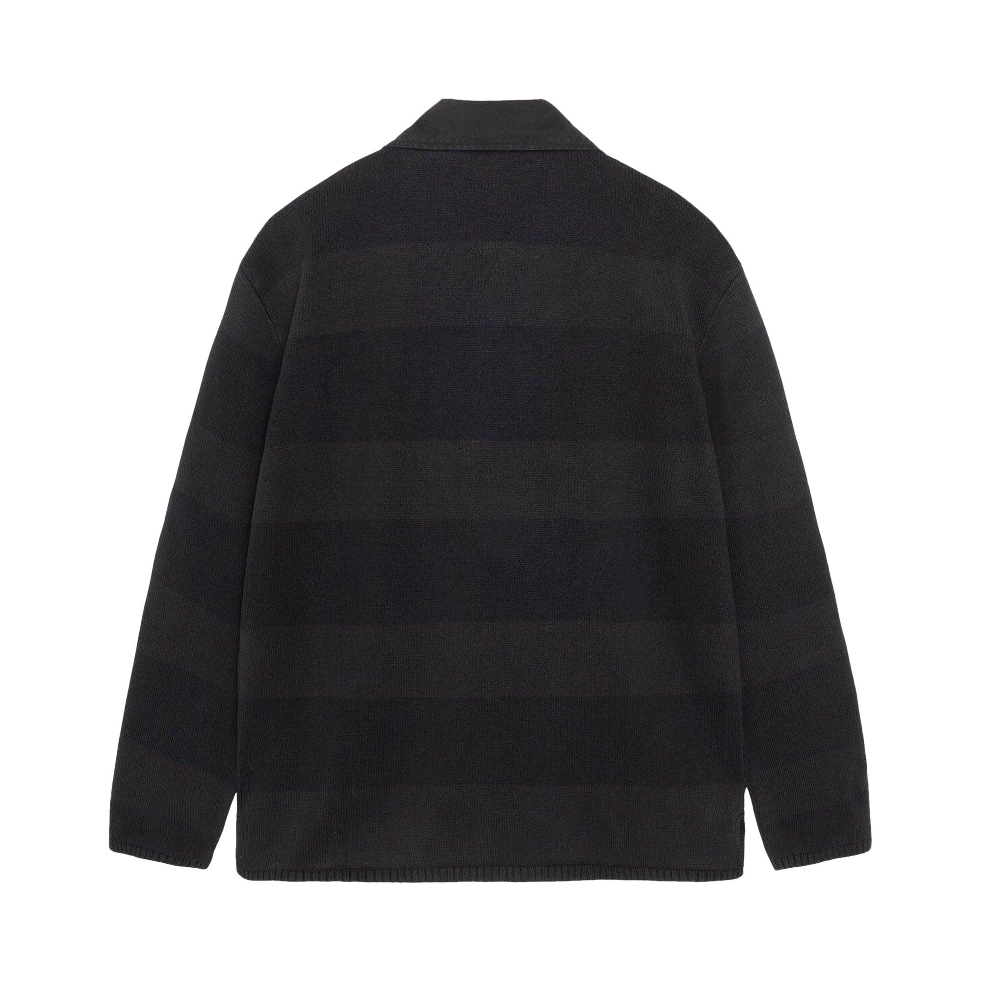 OUR LEGACY × STUSSY / RUGBY KNIT/Mud Overdye Stripe/L/コットン/ブラック/ボーダー/WS4233RM Buy Stussy x Our Legacy Work Shop Rugby 'Mud Overdye Stripe