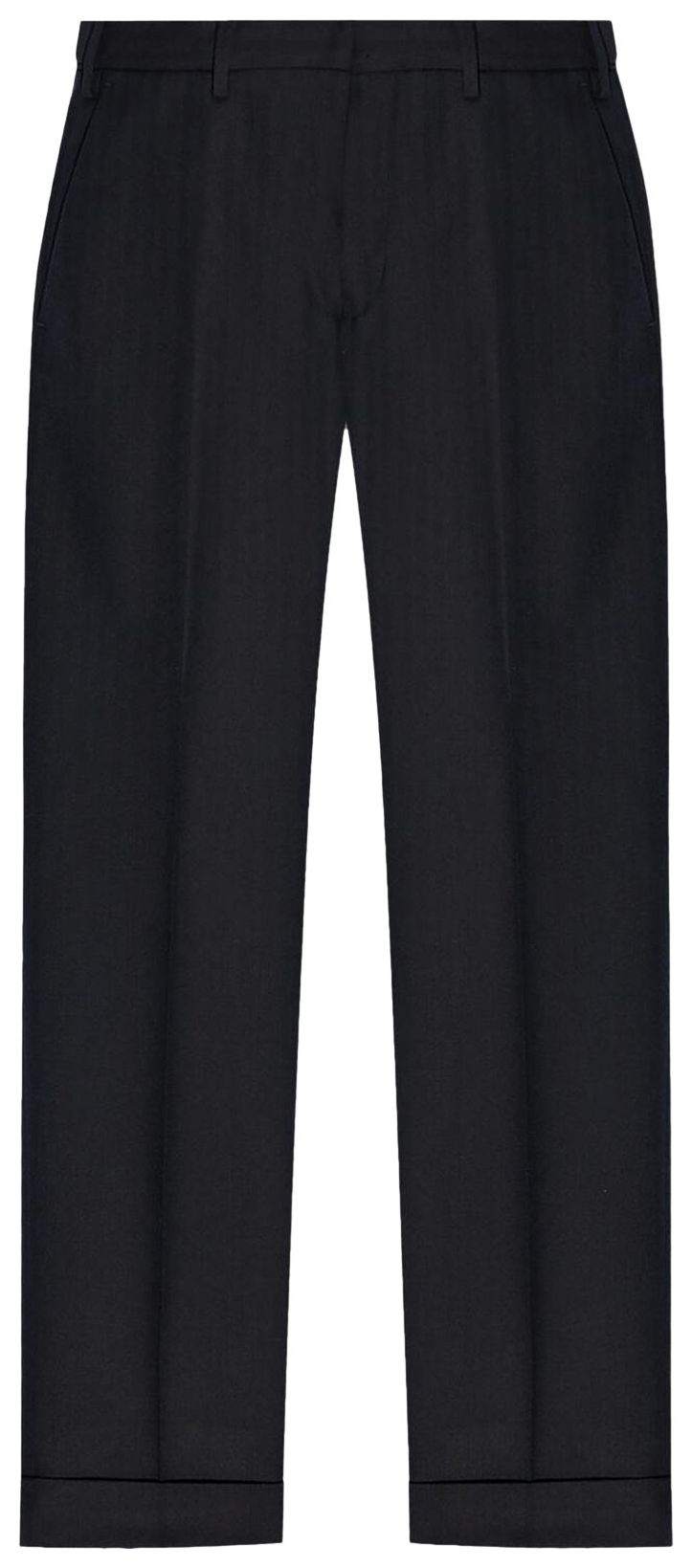 Dries Van Noten Cropped Leg With Cuff Mid Rise Pant Navy