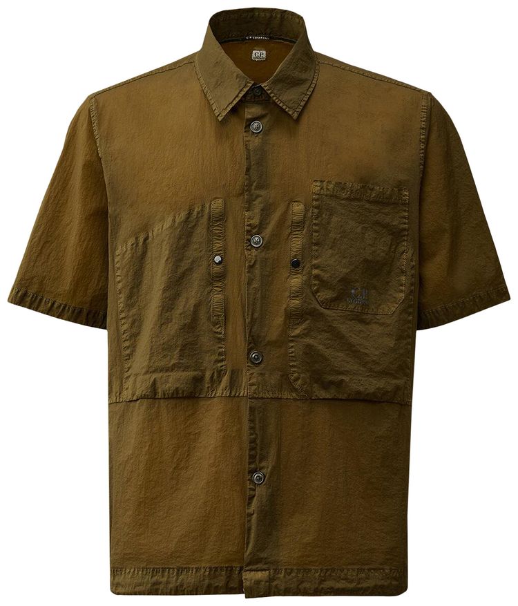 CP Company Light Microweave Short Sleeve Shirt Ivy Green