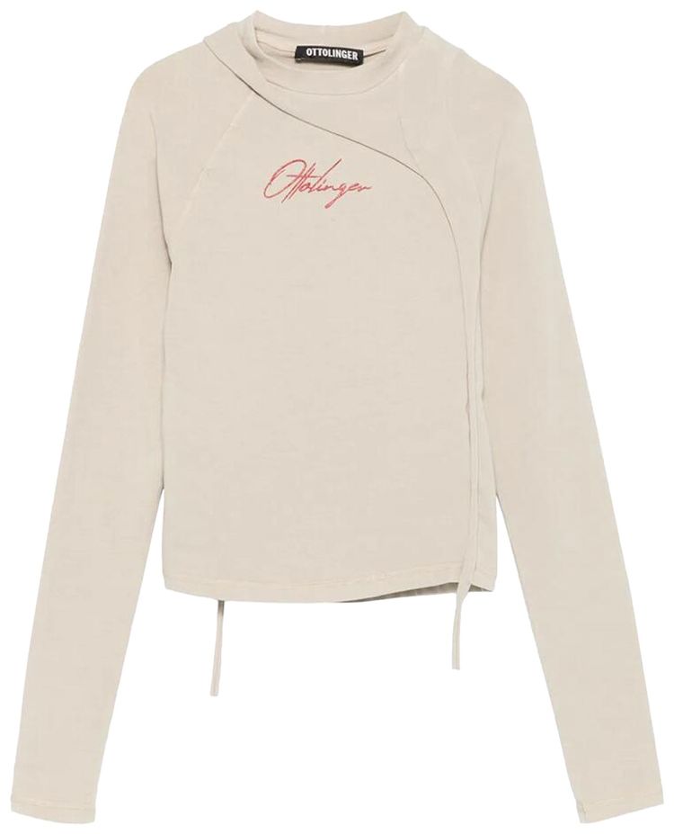 Ottolinger Deconstructed Fitted Long Sleeve T Shirt Beige