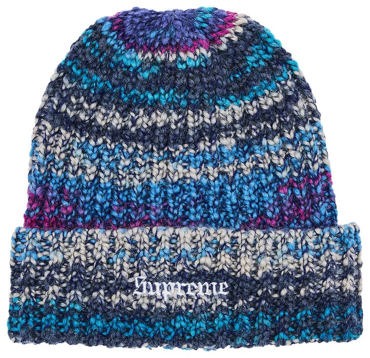 Supreme Space Dye Stripe Beanie Blue
