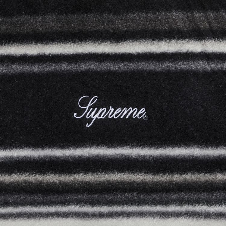 Supreme Stripe Zip Up Fleece Jacket Black