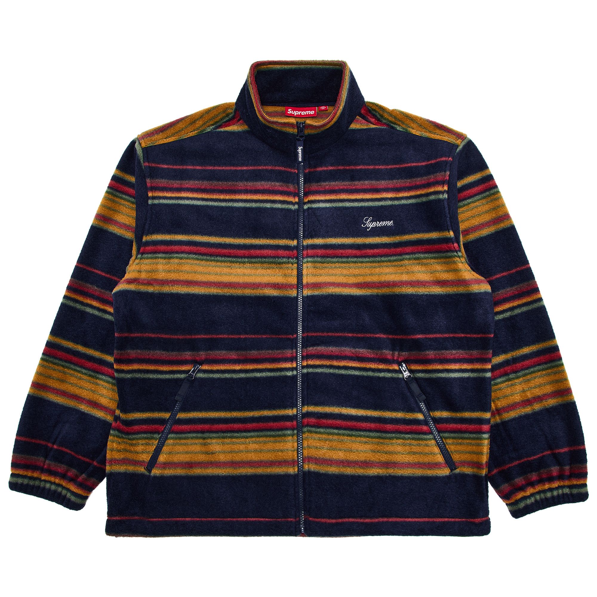 Buy Supreme Stripe Zip Up Fleece Jacket 'Navy' - FW24J119