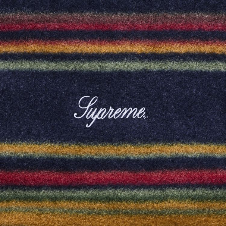 Supreme Stripe Zip Up Fleece Jacket Navy