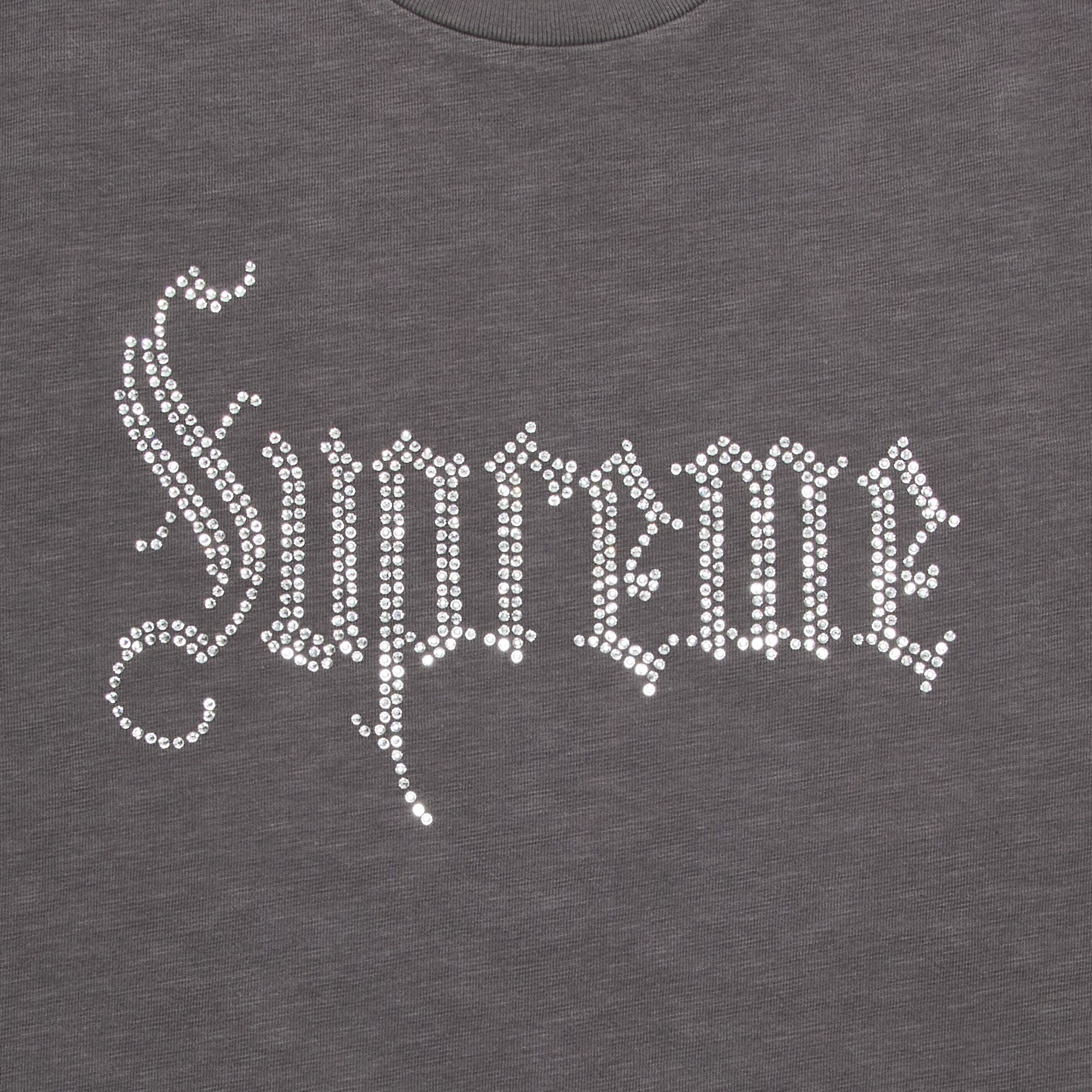 Buy Supreme Rhinestone Short-Sleeve Top 'Grey' - FW24KN95 Buy Supreme Rhinestone Short-Sleeve Top 'Grey' - FW24KN95