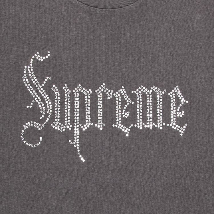 Supreme Rhinestone Short Sleeve Top Grey