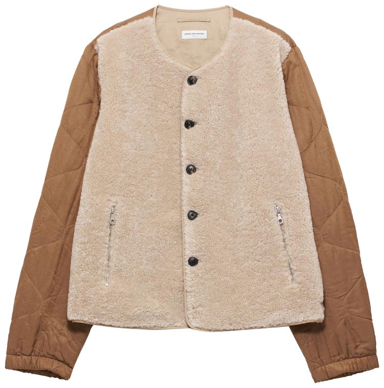 Dries Van Noten Faux Fur Jacket Cream