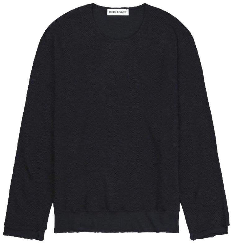 Our Legacy Double Lock Long Sleeve T Shirt Black Crochet Stripe