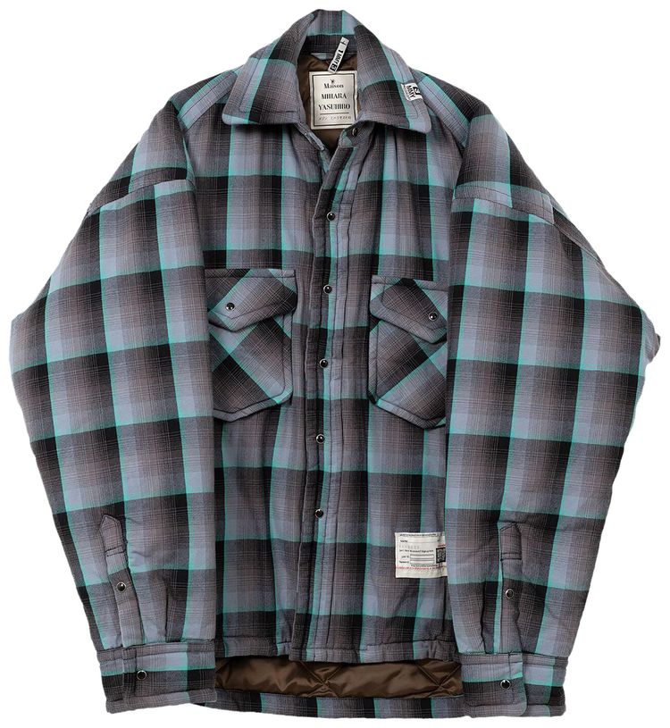 Maison Mihara Yasuhiro Check Puffer Shirt Blue