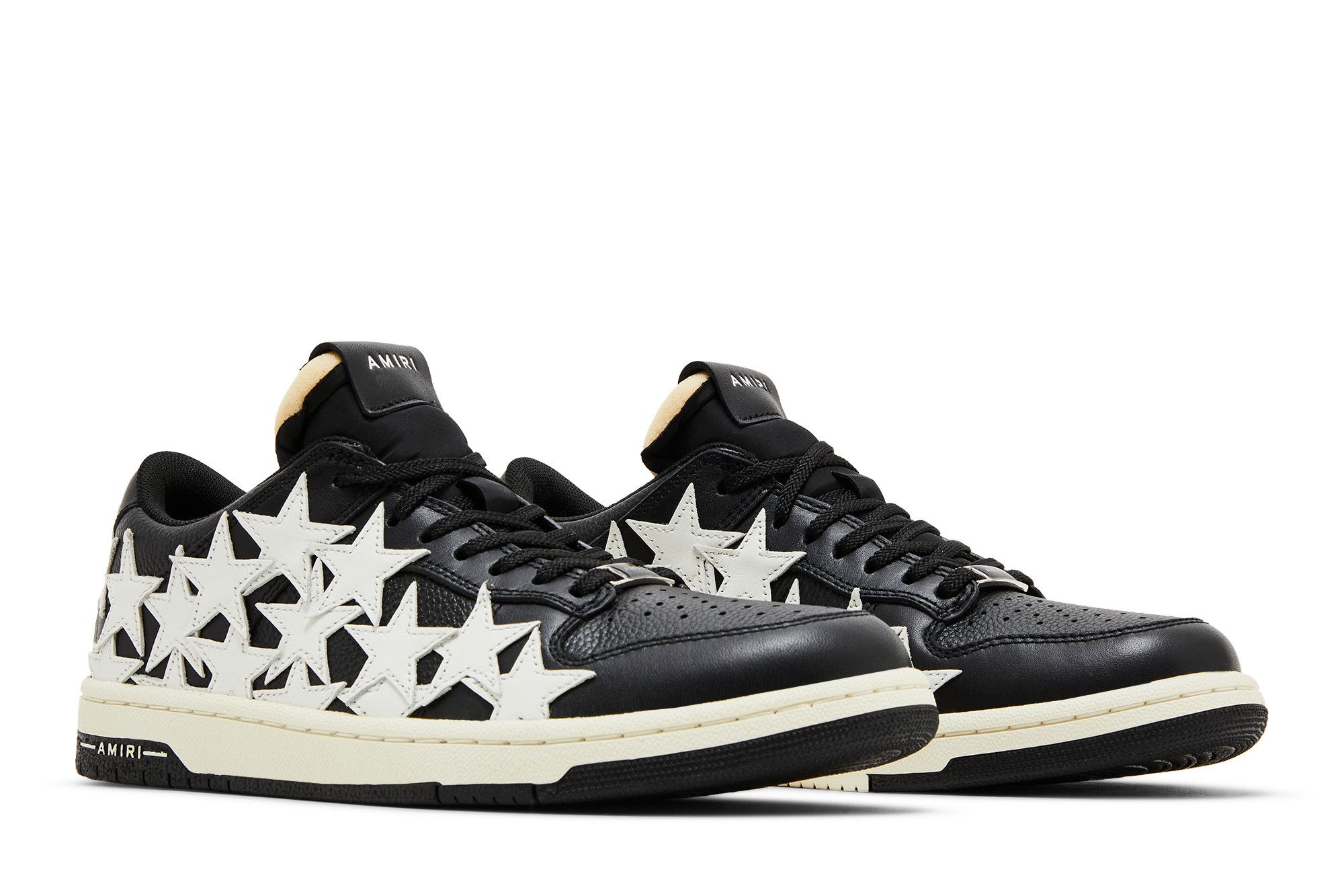 希少サイズ AMIRI スター 星 希少】AMIRI Stars レザー ロースニーカー 星 靴 ブラック (AMIRI