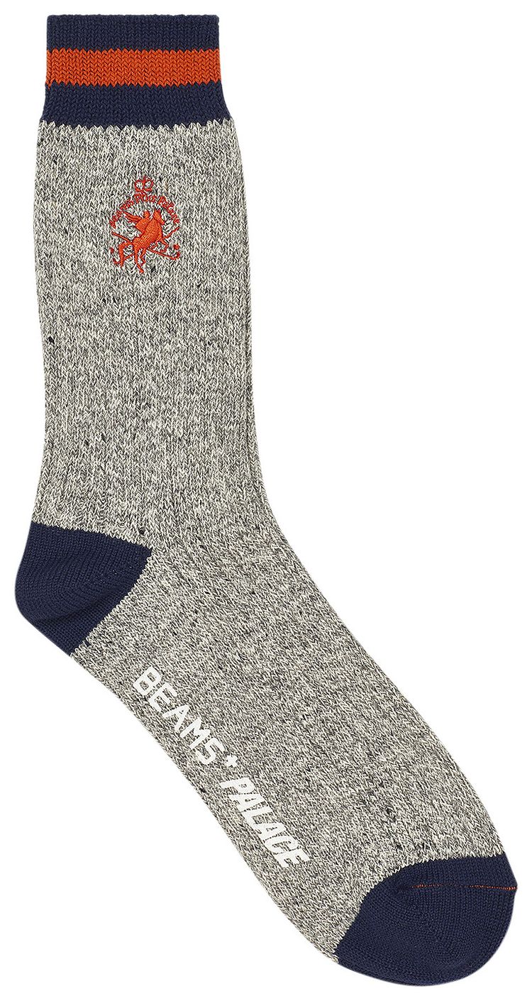 Palace x Beams Plus 2 Pack Rug Socks Grey