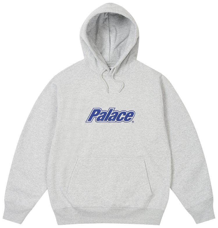 Palace Border Logo Hood Grey Marl