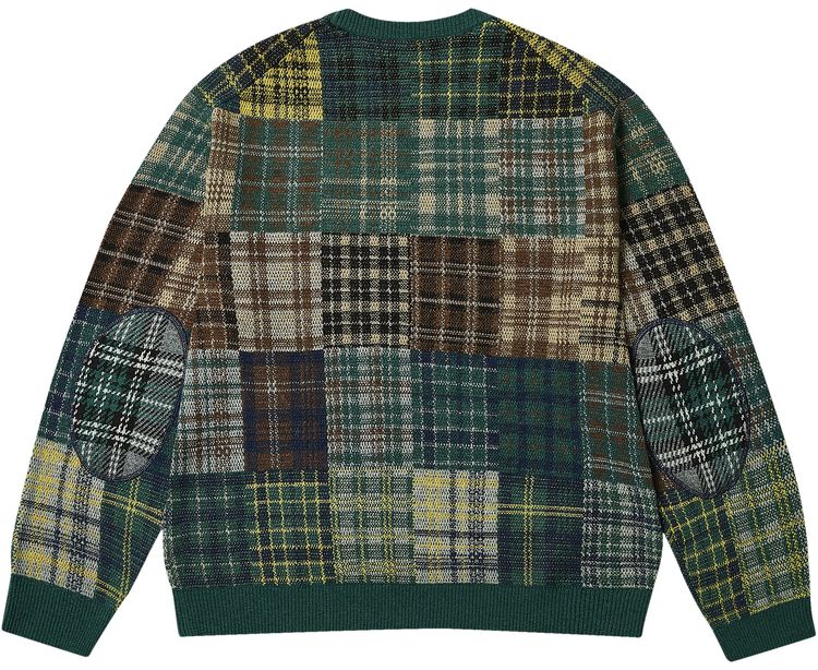 Palace x Beams Plus Patchwork Crew Knit Jacquard Green