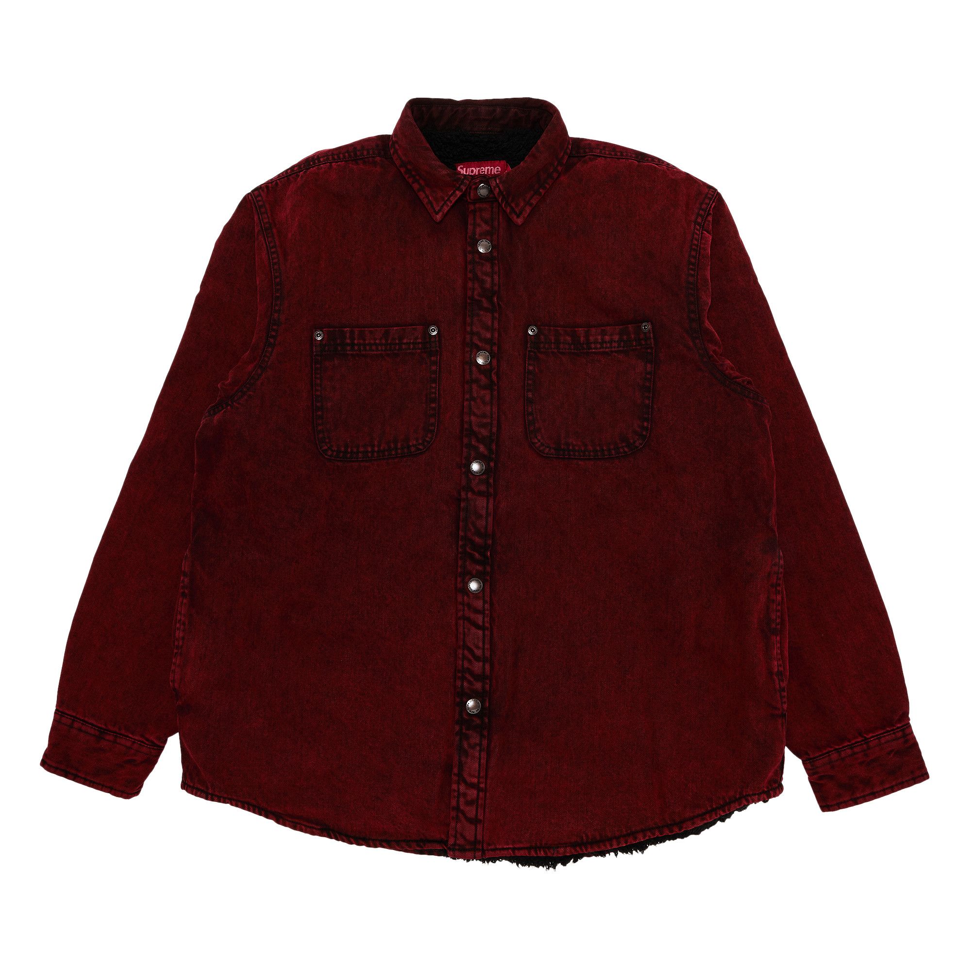 Size l Supreme Faux Shearling Lined Work Shirt 'Red Denim'