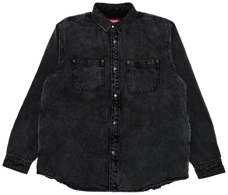 Supreme Faux Shearling Lined Work Shirt Black Denim