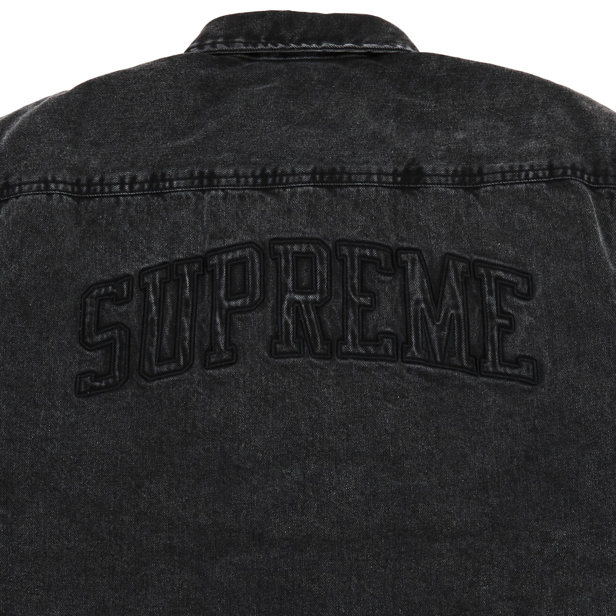 Buy Supreme Faux Shearling Lined Work Shirt 'Black Denim