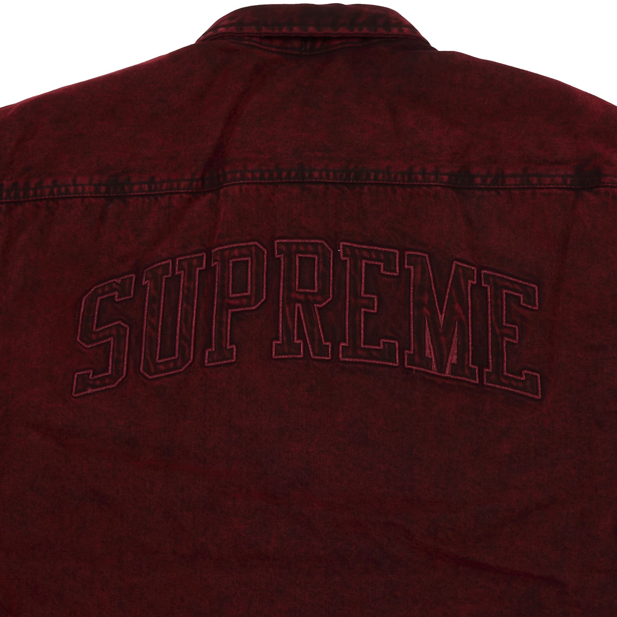 Size l Supreme Faux Shearling Lined Work Shirt 'Red Denim'