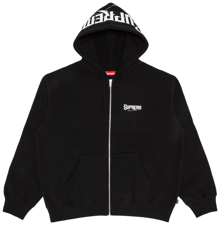 Supreme Mister Cartoon Zip Up Hooded Sweatshirt Black
