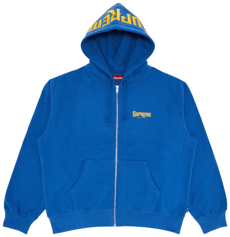 Supreme Mister Cartoon Zip Up Hooded Sweatshirt Washed Royal