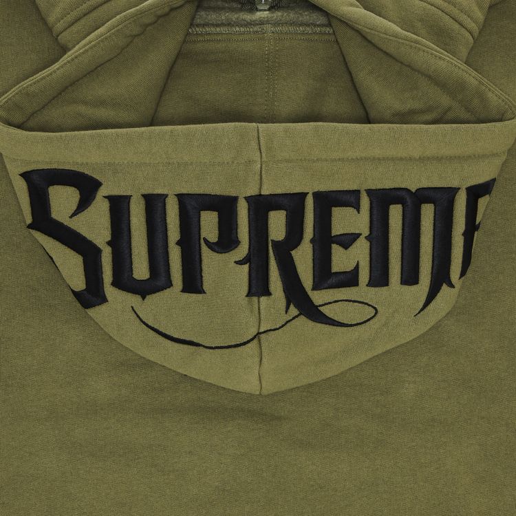 Supreme Mister Cartoon Zip Up Hooded Sweatshirt Light Olive