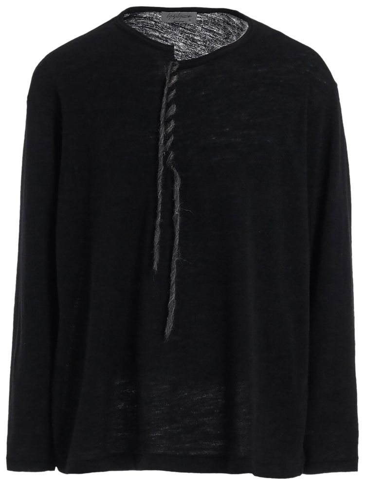 Yohji Yamamoto Pour Homme Embroidered Long Sweater Black