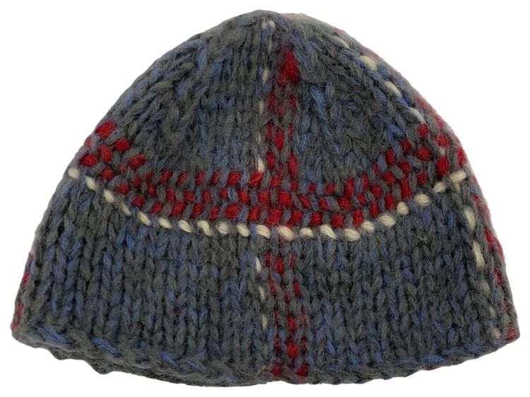 Undercover Check Print Knit Hat BlueGrey