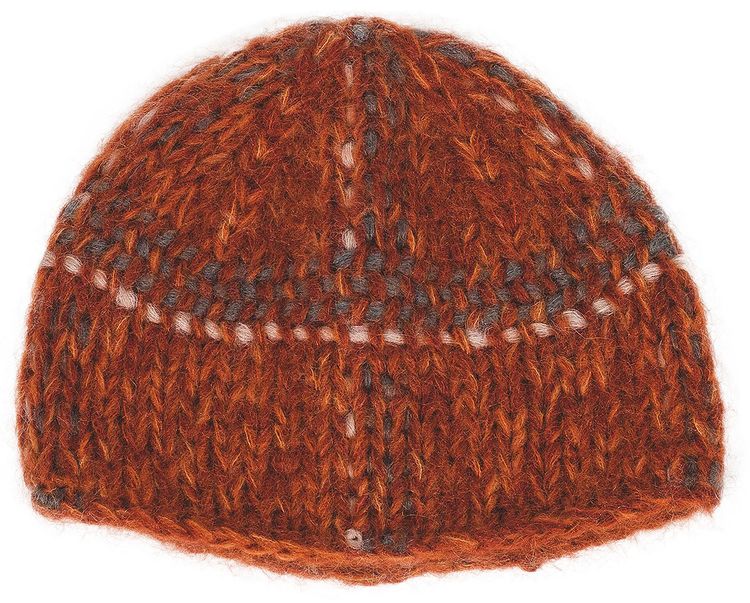 Undercover Check Print Knit Hat Orange