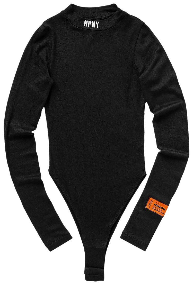 Heron Preston Embroidered Long Sleeve Bodysuit BlackWhite