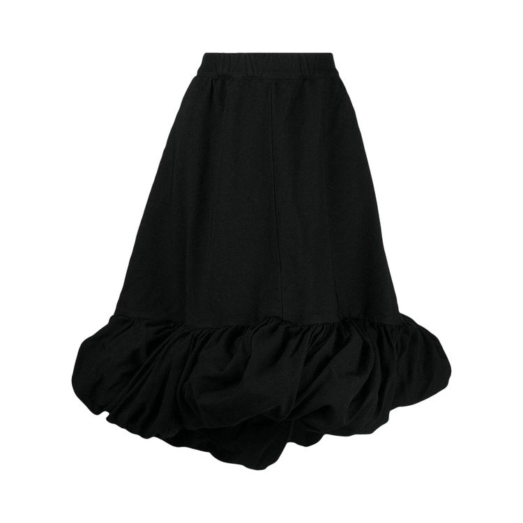 COMME des GARCONS polyester Poly shrunken raw edge flared skirt GT-S004 black XS