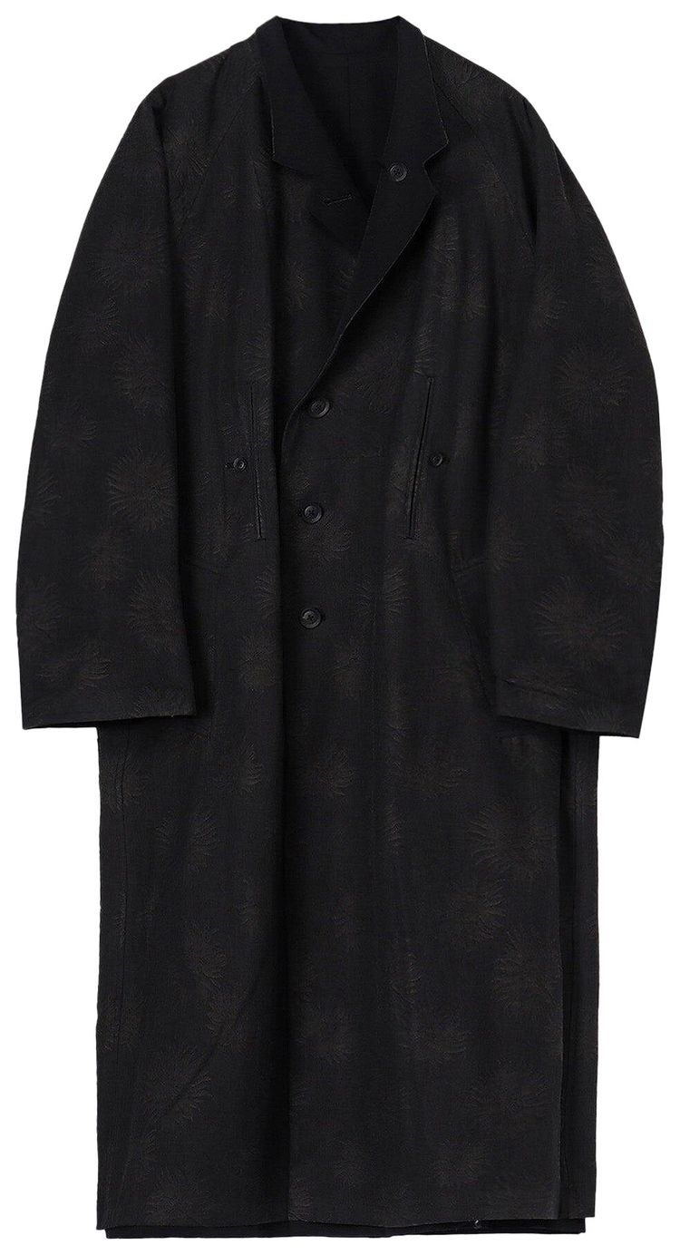 Yohji Yamamoto Pour Homme Grosgrain Lining PT Raglan Coat Black