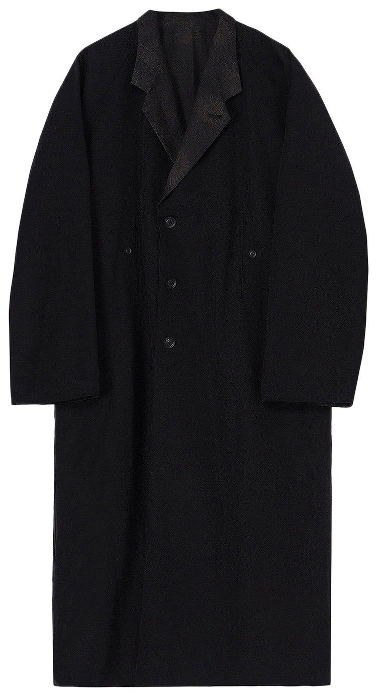 Yohji Yamamoto Pour Homme Grosgrain Lining PT Raglan Coat Black