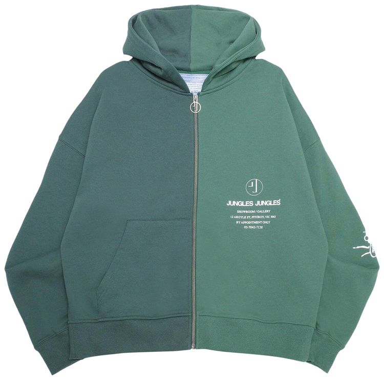 Jungles Appointment Only Zip Up Split Hoodie Green