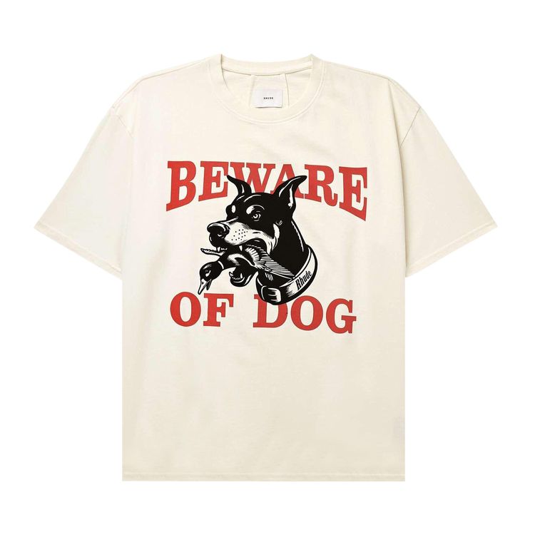 Rhude Warning Logo Tee Vintage White