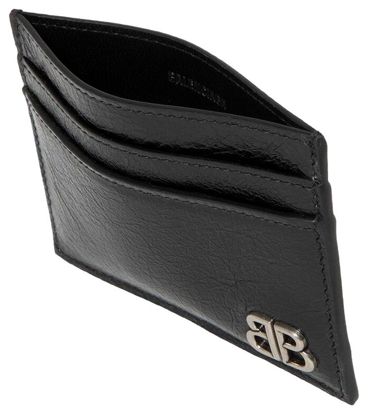 Balenciaga Logo Plaque Card Holder Black