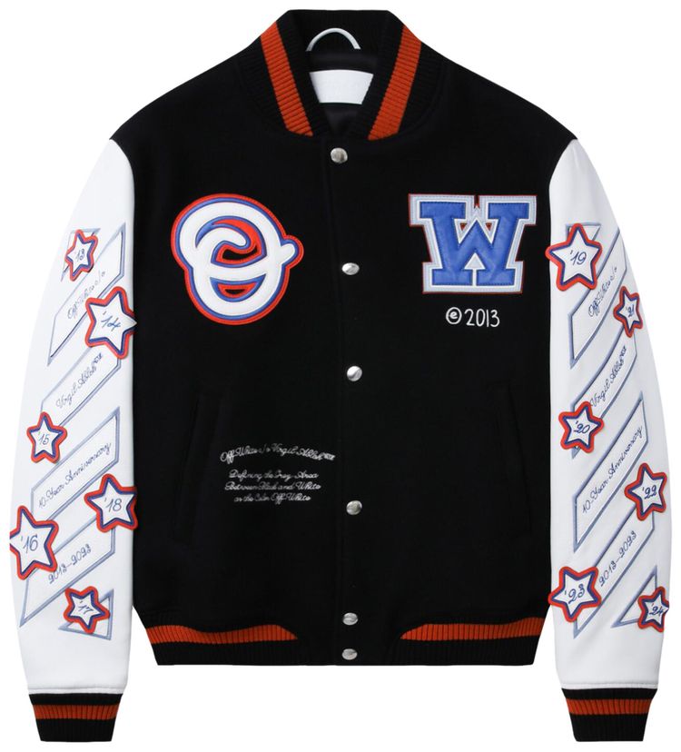 Off White Patchwork Bomber Jacket BlackMulticolor