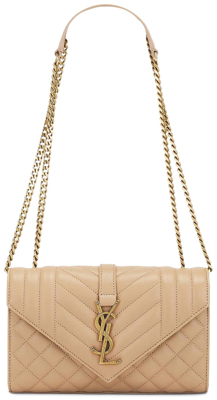 Saint Laurent Envelope Chain Bag Dark Toffee