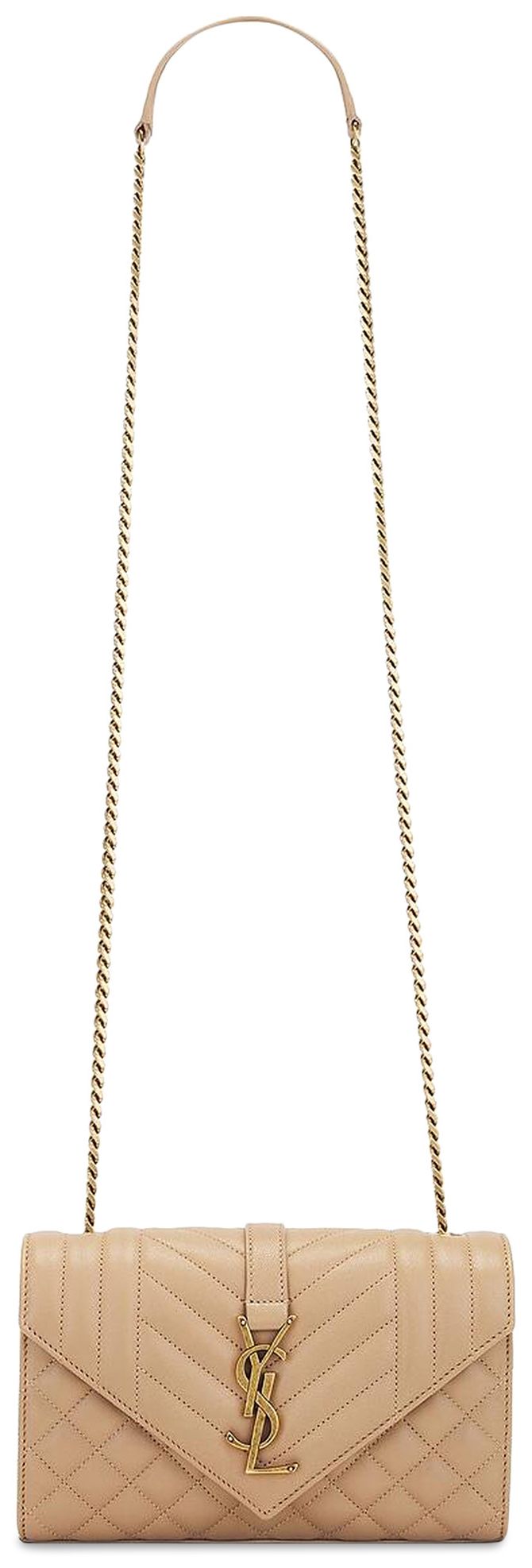 Saint Laurent Envelope Chain Bag Dark Toffee