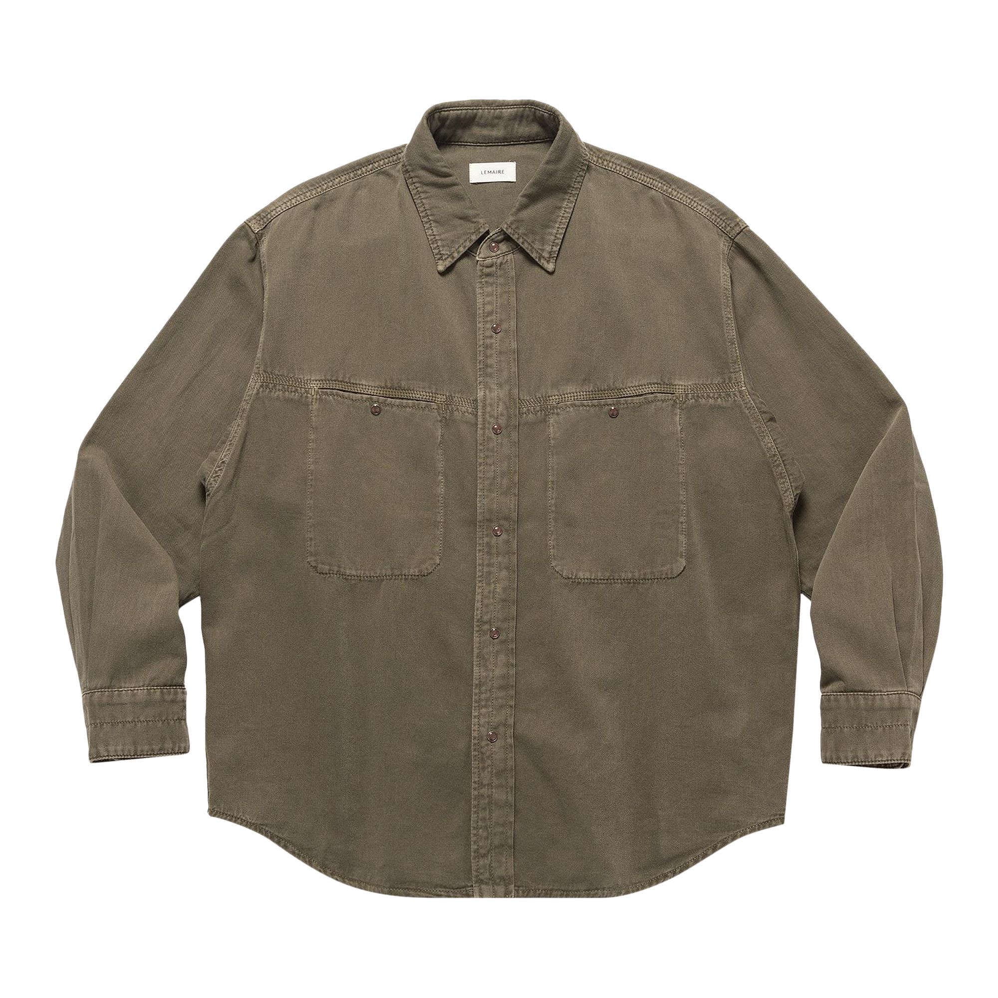 Buy Lemaire Denim Shirt With Snaps 'Denim Snow Olive' - SH1126