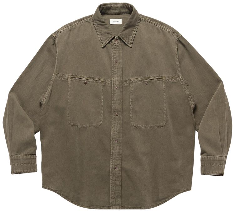 Lemaire Denim Shirt With Snaps Denim Snow Olive