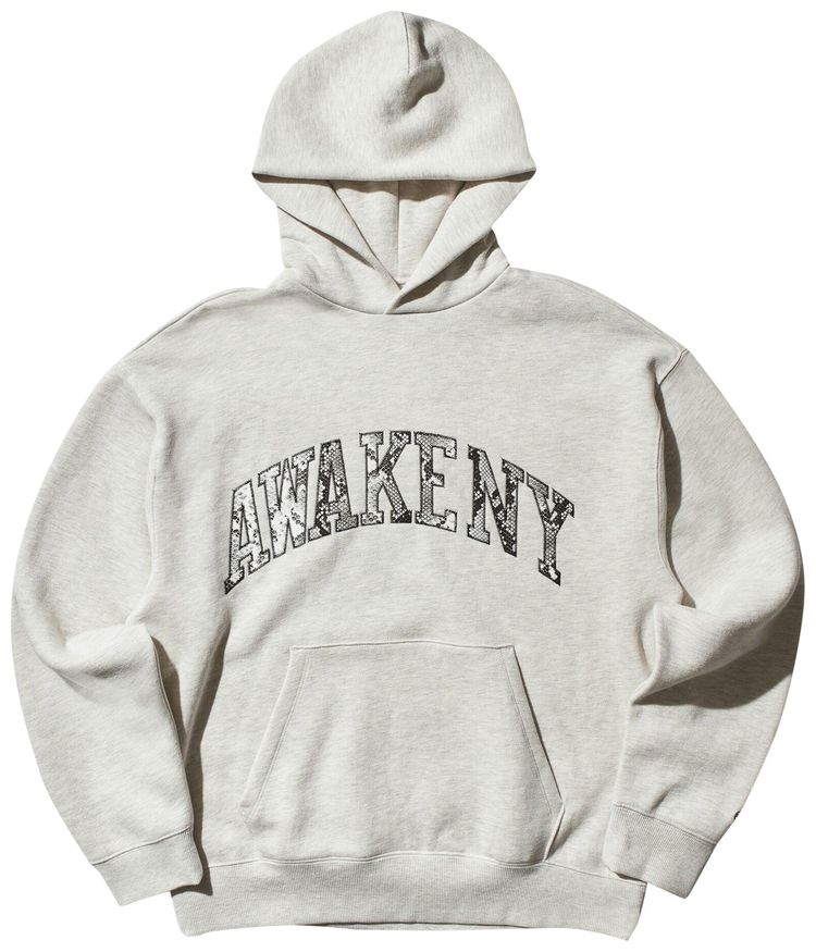 Awake NY Snake Skin Applique Hoodie Heather Grey
